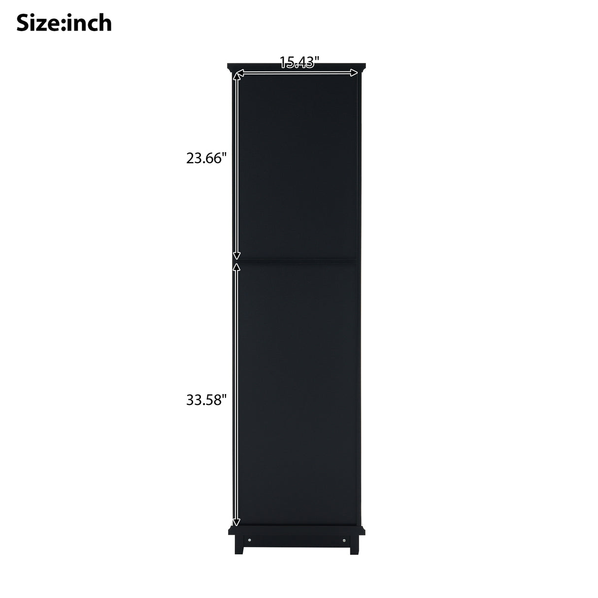 Tall Bathroom Storage Cabinet with Glass Doors, Free-Standing, Two Drawers, and Adjustable Shelves, MDF Board, Painted Black - V.I.P Digital Presence