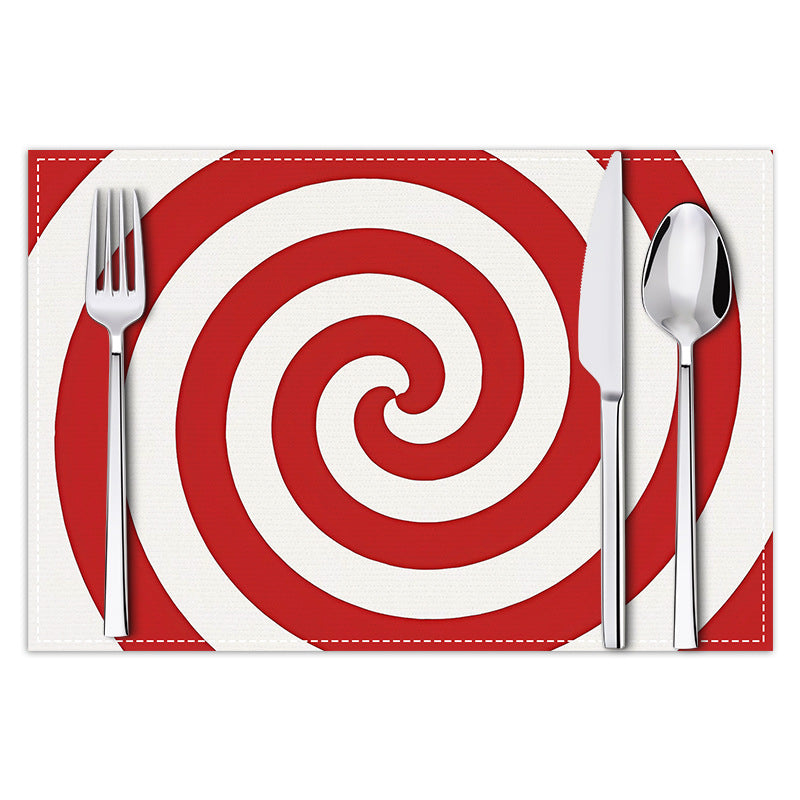 Christmas placemat red candy striped printed table mat holiday table decoration insulated mat coaster - V.I.P Digital Presence