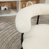 COOLCOOL Boucle dining chair set of two, medieval modern curved backrest chair, round cushion (beige Boucle) - V.I.P Digital Presence