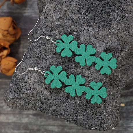 Lucky Clover Wooden Dangle Earrings - V.I.P Digital Presence