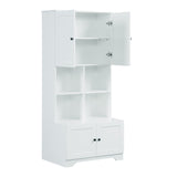 Bathroom storage cabinet, 4-door independent cabinet, adjustable shelf, open multi-layer shelf, white - V.I.P Digital Presence