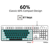 Mechanical keyboard 61 key short style small keyboard for office typing, black and white dual splicing ice blue backlit blue axis gaming keyboard - V.I.P Digital Presence