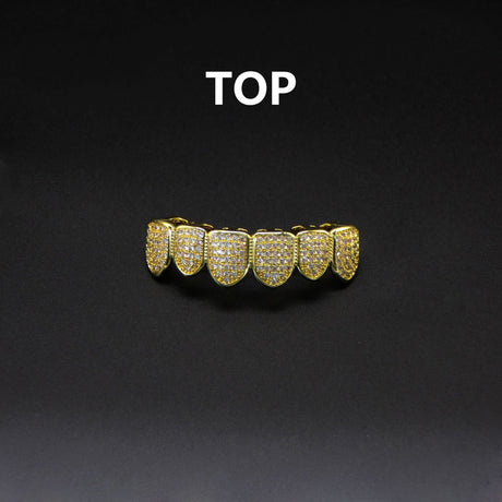 Hip hop braces with copper zircon micro inlaid with real gold Halloween teeth decoration exaggerated hiphopgrills - V.I.P Digital Presence