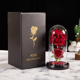Christmas Valentine's Day Birthday Gift Two Roses Glass Cover Ornament LED Light Simulation Immortal Flower - V.I.P Digital Presence