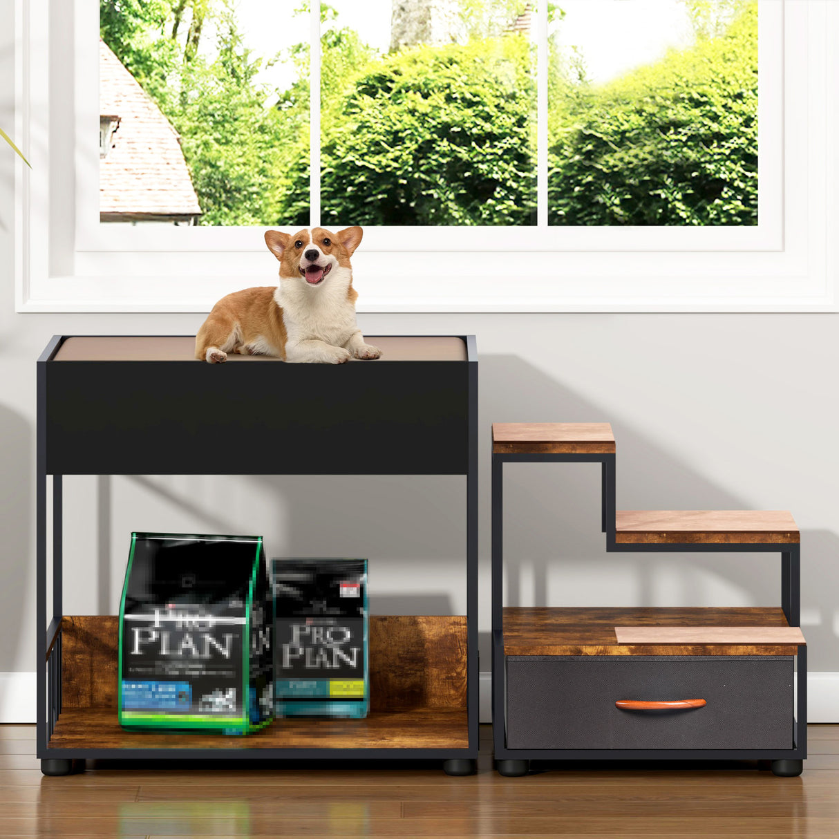 et Step Window Perch,Bunk Beds Window Perch for Dogs Bedside Lounge Elevated Dog Bed Multi-Level Platform with sponge Vintage - V.I.P Digital Presence