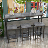Modern Design Kitchen Dining Table Pub Table Long Dining Table Set with 3 Stools Easy Assembly Gray - V.I.P Digital Presence