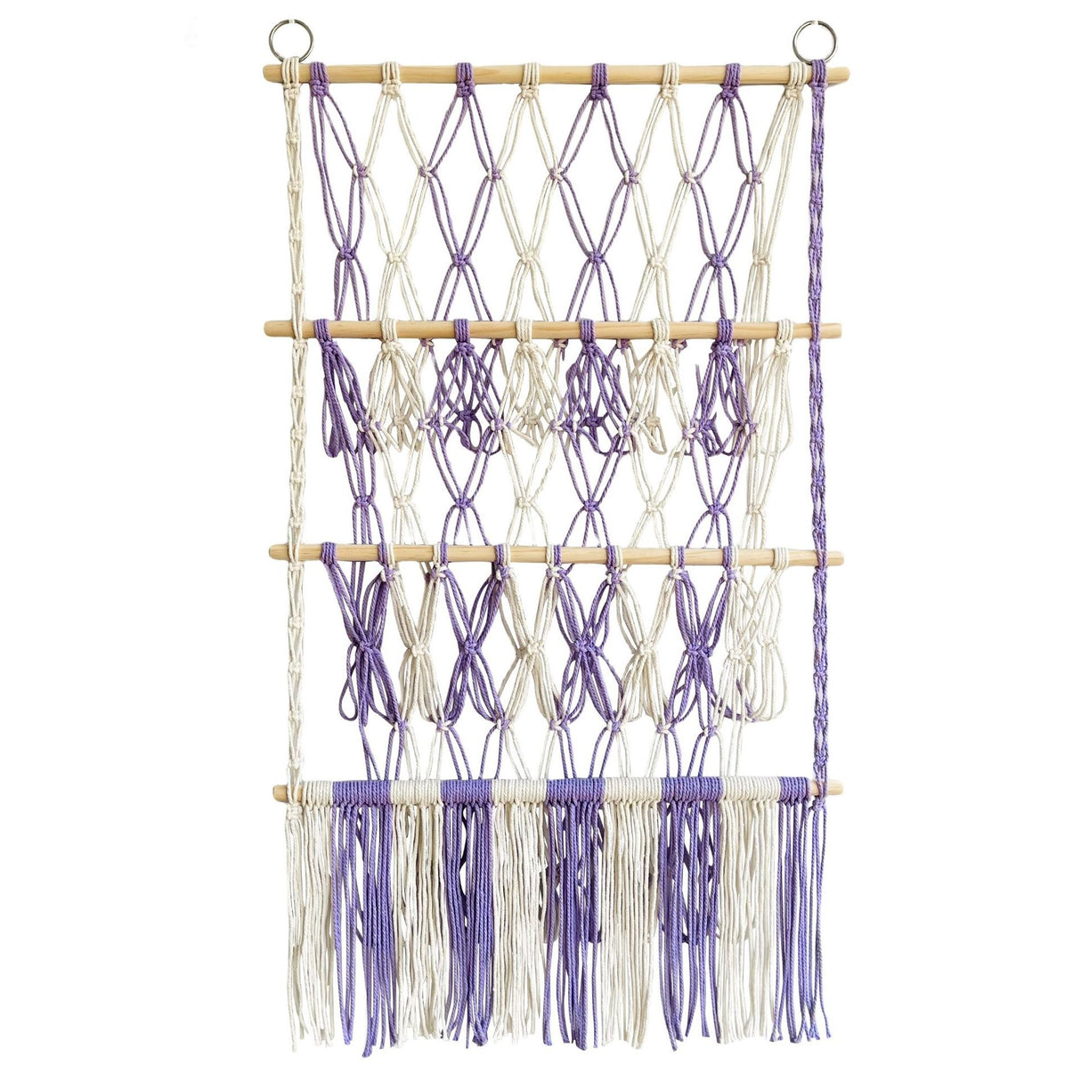 Simple decoration of shelves for children's rooms book ornaments wooden sticks 3-layer plush Bohemian toy storage net bag - V.I.P Digital Presence
