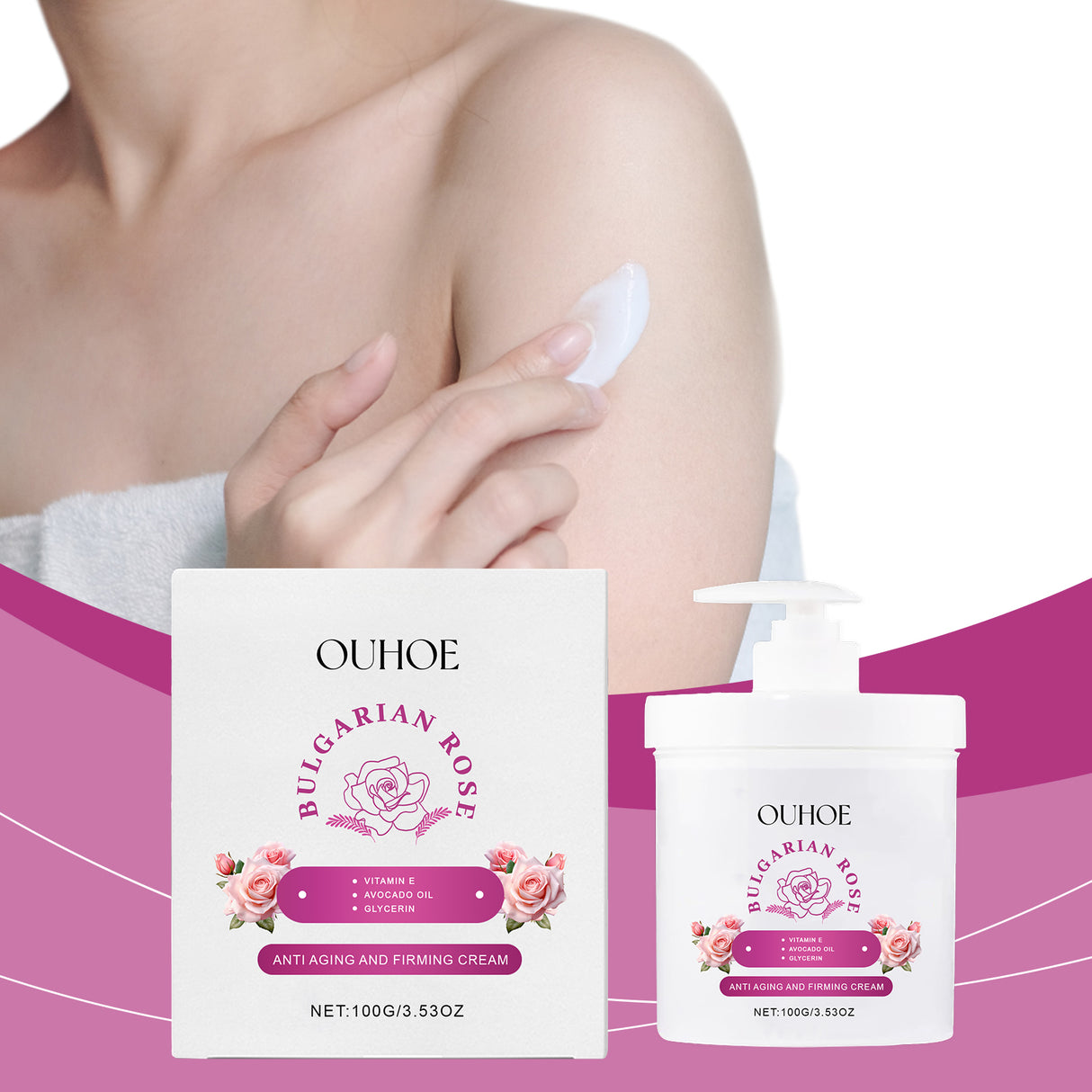 Rose Firming Moisturizer, Moisturizing And Brightening Repair Cream For Facial Skin With Light Lines