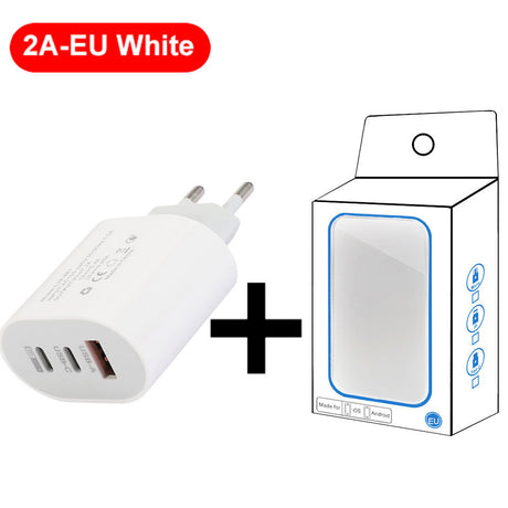 Type-C mobile phone charger 2A USB+2PD multi port US and European travel charging head - V.I.P Digital Presence
