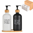 Glass 500ml Boston hand soap pump black and white split bottle wooden cap soap dispenser shampoo bottle - V.I.P Digital Presence
