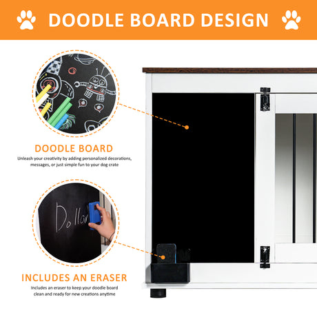 Doodle dog cage,kennel with 2 doors, dog crate interior furniture, heavy duty wooden dog cage for medium and small dogs, white - V.I.P Digital Presence