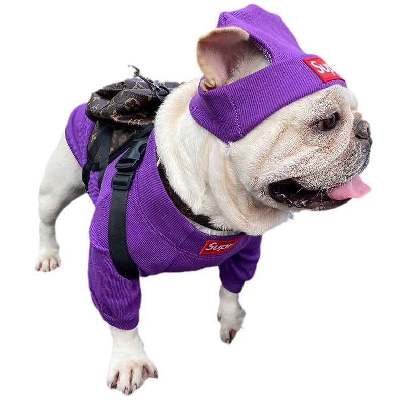 Pet Clothing Trendy Brand Street Dog Clothes Fighting Teddy Schnauzer Bottom Coat Hat Set - V.I.P Digital Presence