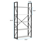 5-Tier Bookshelf, Freestanding White Book Shelf Modern Minimalist Open Display Storage Book Shelves Standing Shelving Unit White - V.I.P Digital Presence