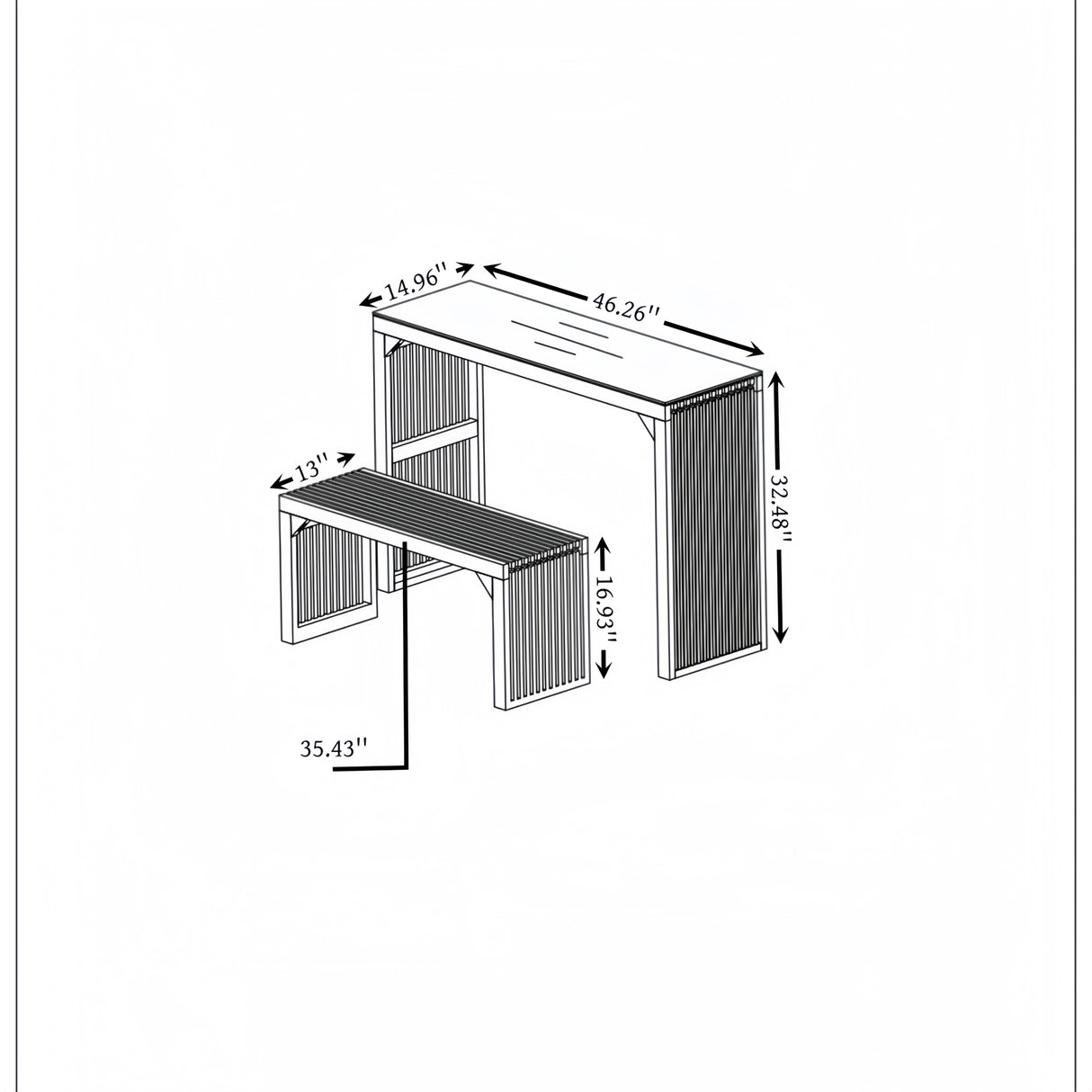 Dining Bench and Table, Pine Indoor Wood Bench for Entryway,Living Room,Kitchen and Bedroom Table (Nature, Long Bench & Table) - V.I.P Digital Presence