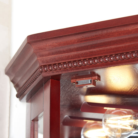 Corner Curio cabinet with lights, adjustable tempered glass frame, display cabinet, cherry color (excluding E26 light bulbs) - V.I.P Digital Presence