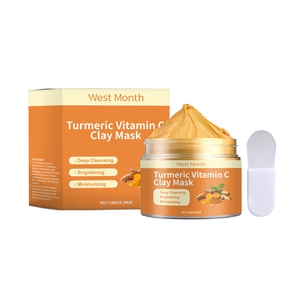 Turmeric Vitamin C Mud Film Refreshing Moisturizing Improve Darkness Clean Oil Control Reduce Acne
