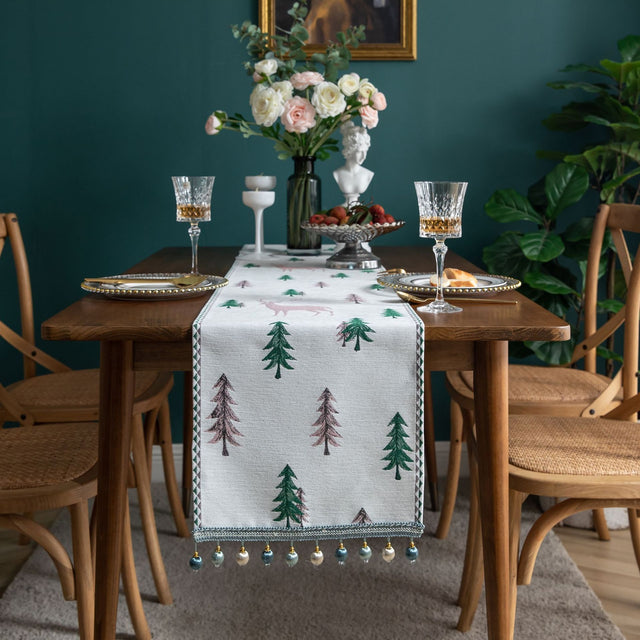 Jacquard table flag small fish green contrasting color dining table fabric holiday coffee table bed flag TV cabinet - V.I.P Digital Presence