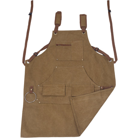 Long heavy-duty canvas tool apron, carpenter apron, carpenter 16 ounces, fully adjustable, no need for waxing - V.I.P Digital Presence