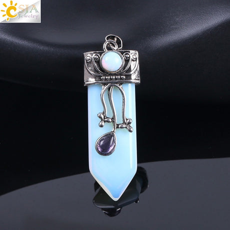 CSJA Vintage Large Natural Stone Sword-Shaped Pendant Jewelry Striped Crystal Agate Tiger Eye Jewelry Pendant Without Chain - V.I.P Digital Presence