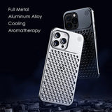 Metalen Warmteafvoer Telefoonhoes Voor Iphone 13 12 14 15 Pro Max Plus Koelende Geur Randloze Holle Aluminium Schokbestendige Hoes