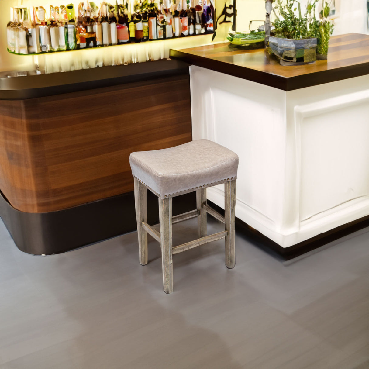 A&A Furniture Counter Height 26" Bar Stools(26 Inch Gray Set of 2)