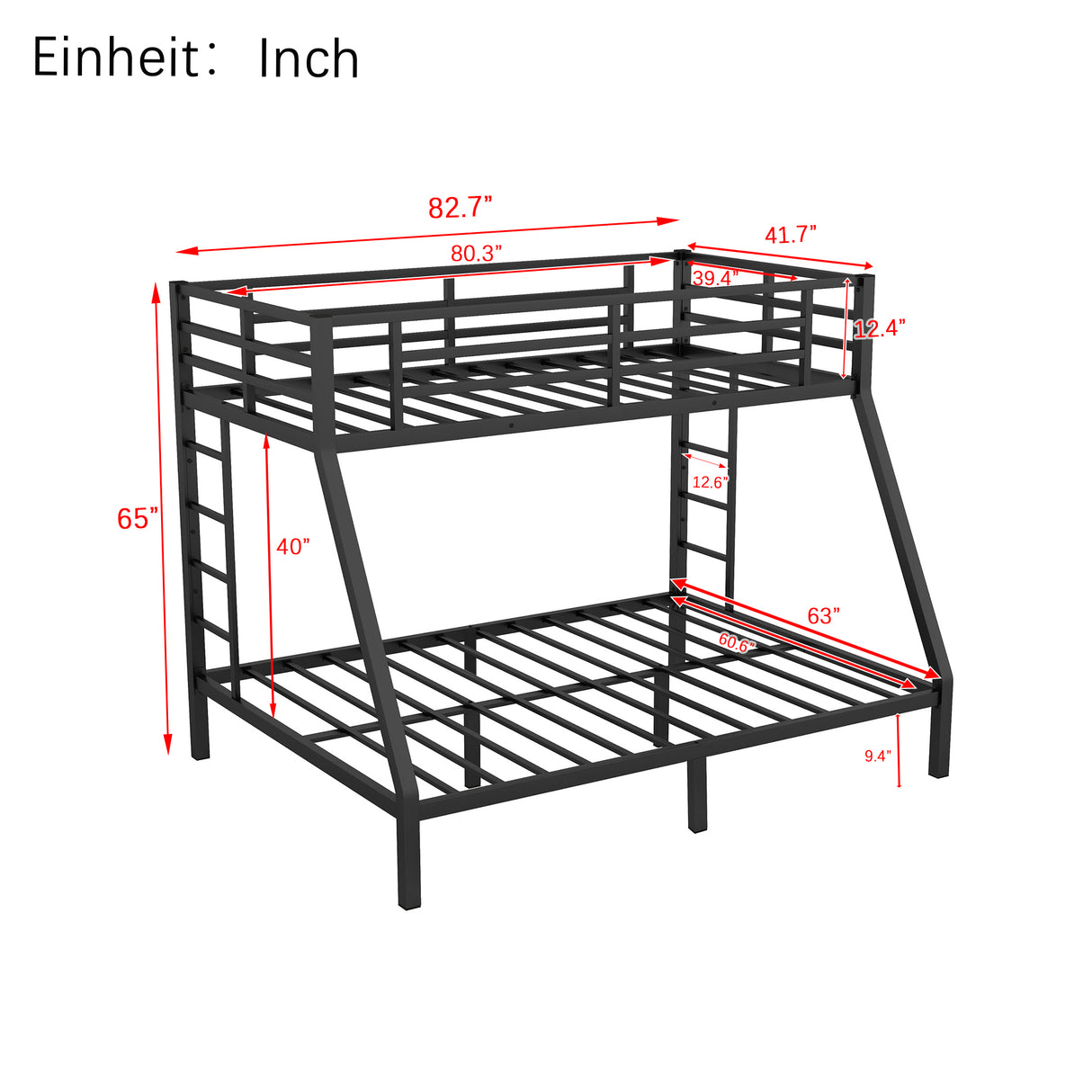 Metal Twin XL over Queen Bunk Bed for Teens and Adults,Space-Saving/Noise Reduced/No Box Spring Needed - V.I.P Digital Presence