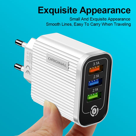 3USB-2.1A Multi Port Mobile Phone Charger Smart Travel Charging Head - V.I.P Digital Presence