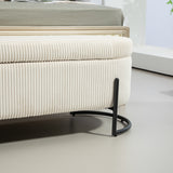 COOLMOR storage Ottoman chair with safety hinge and soft cushion fabric storage Ottoman stool (beige) - V.I.P Digital Presence