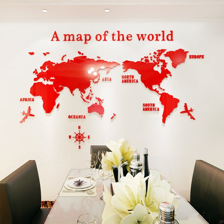 Creative Home Background Wall Stickers Acrylic 3D Wall Stickers Living Room TV Background M70- Map - V.I.P Digital Presence