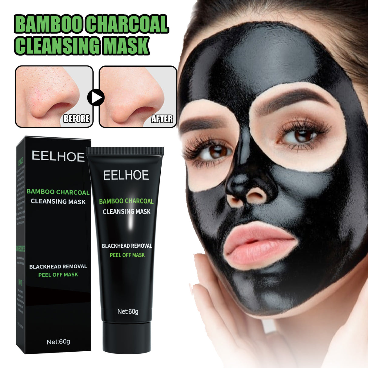 Bamboo Charcoal Blackhead Removal Mask, Deep Cleanse Pores And Acne T-Zone Oil Control With A Peel Mask - V.I.P Digital Presence