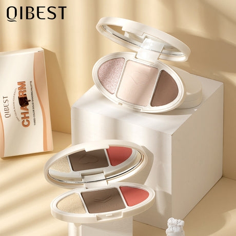 QIBEST High Gloss Repairing All-In-One Plate Matte Brightening Glitter Powder Blush Rouge Plate Powder Cake Repairing Plate - V.I.P Digital Presence