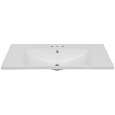 36" Single Bathroom Vanity Top with White Basin  3-Faucet Holes Ceramic  White - V.I.P Digital Presence