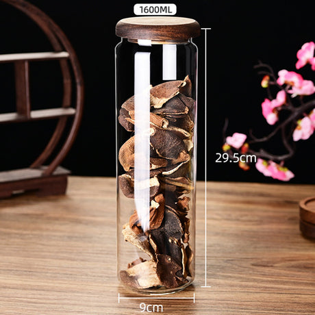 Glass sealed jar wooden lid kitchen universal storage jar coffee and flower tea display storage jar - V.I.P Digital Presence