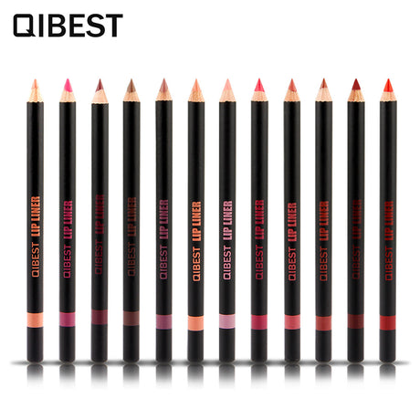 QIBEST Fashion Black Rod Lip Liner 12 Colors Mixed Color Lip Liner Set Waterproof Retouching Lipstick Pen - V.I.P Digital Presence