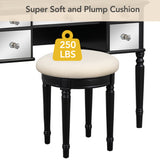 GO 43" Dressing Table Set with Mirrored Drawers and Stool, Tri-fold Mirror, Makeup Vanity Set for Bedroom, Black - V.I.P Digital Presence