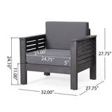 Outdoor Acacia Wood Club Chairs with Cushions, Dark Gray, 27.75"D x 32"W x 27.75"H - V.I.P Digital Presence