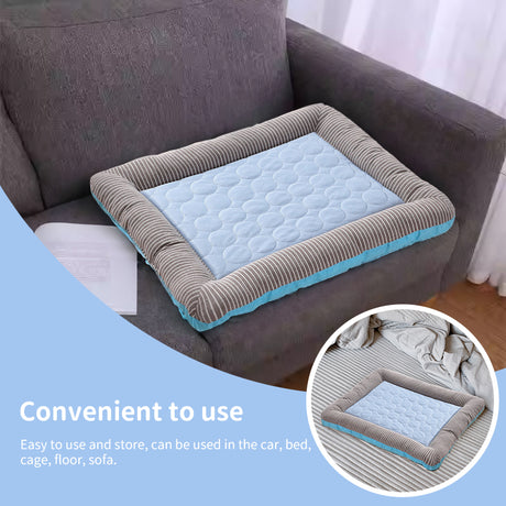 Cooling pet mats for dogs & cats (puppies/kittens): ice silk, breathable, soft summer pads in pink/blue. - V.I.P Digital Presence