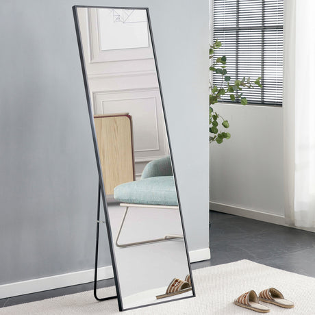 Aluminum alloy metal frame wall mounted full-length mirror black 65 * 23“ - V.I.P Digital Presence