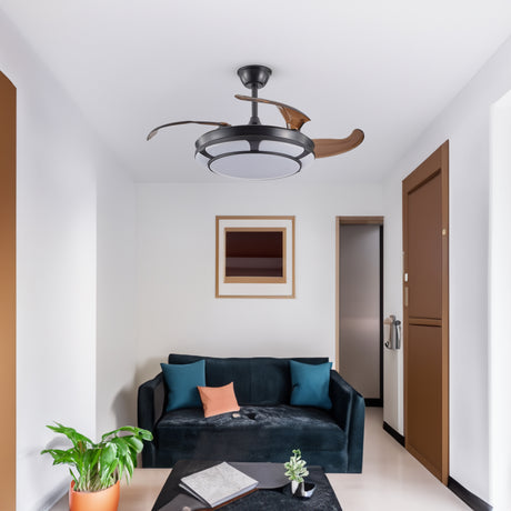 Modern Minimalist Invisible Ceiling Fan Light - Retractable Fan With LED Fixtures - For Living Room, Bedroom and Dining room - V.I.P Digital Presence