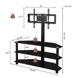 35.4 inch Black Multi-function TV Stand Height Adjustable Bracket Swivel 3-Tier - V.I.P Digital Presence