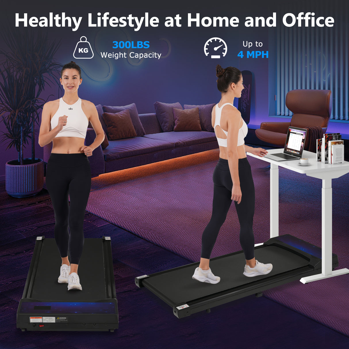New 8.10 Walking Pad Under Home Desktop Treadmill -2.5HP Walking Treadmill 0.6-4MPH 300LBS Capacity Remote Control Battery - V.I.P Digital Presence