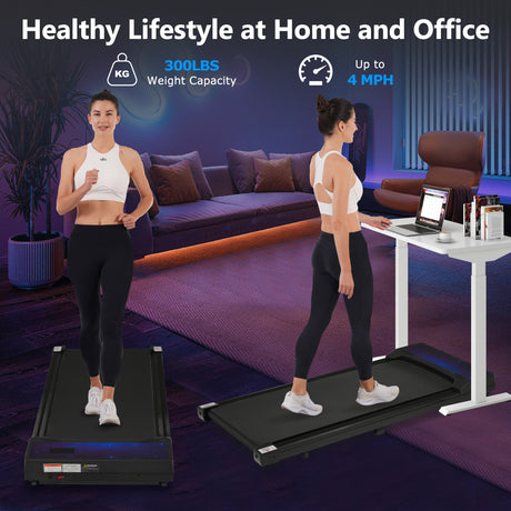 New 8.10 Walking Pad Under Home Desktop Treadmill -2.5HP Walking Treadmill 0.6-4MPH 300LBS Capacity Remote Control Battery - V.I.P Digital Presence