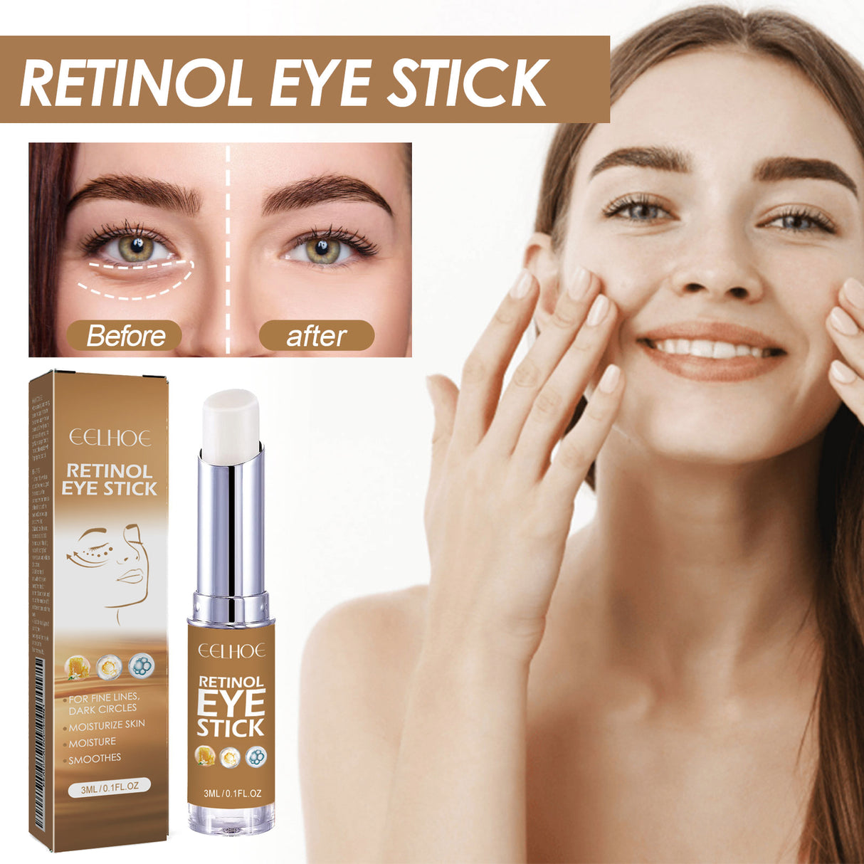 Retinol Eye Cream Stick Reduces Eye Bags, Dark Circles And Wrinkles, Moisturizes And Tightenes The Skin Around The Eyes - V.I.P Digital Presence