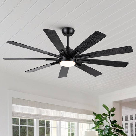 Mordern Farmhouse 62 In Black Ceiling Fan with Smart App and Remote Control - V.I.P Digital Presence