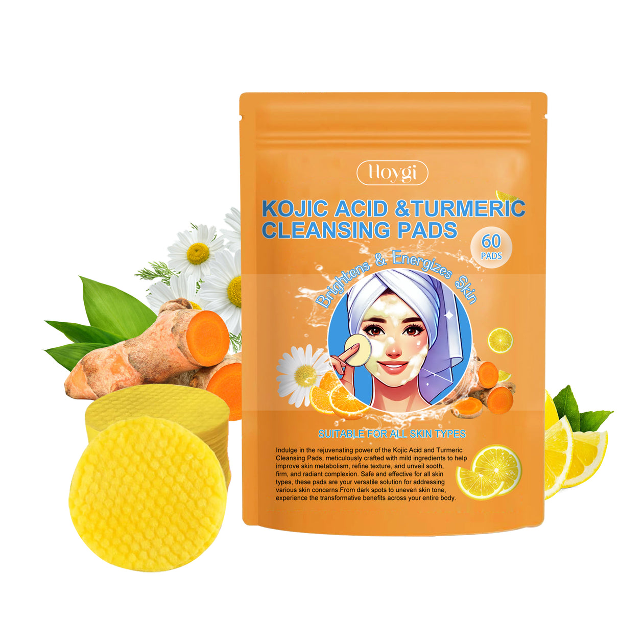Turmeric Acid Cleansing Pad Gentle Exfoliating Deep Clean Non-Tight Improving Skin Cleansing Pad - V.I.P Digital Presence