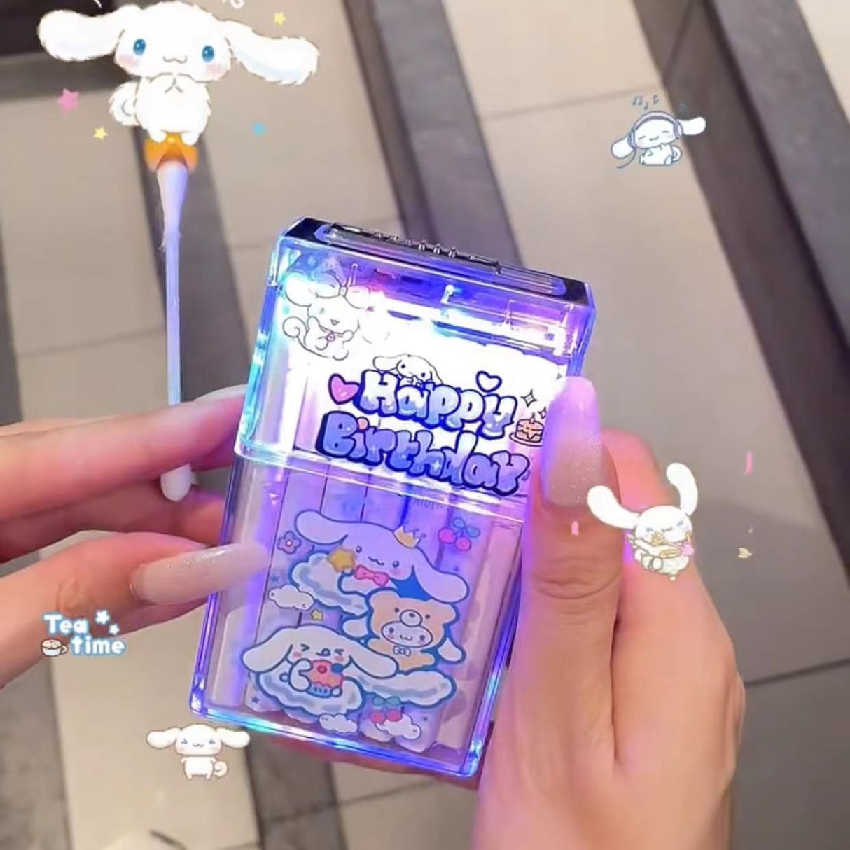 Pacha Dog Cartoon Sanrio Cigarette Box Charging Lighter Integrated Transparent Body Atmosphere Colorful Lights Cute Gift Object - V.I.P Digital Presence