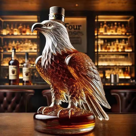 Small Eagle - shaped Whiskey Decanter. Ideal for Dad or Husband. Exquisite Glass Bottle, Perfect for Holiday Home Decor - V.I.P Digital Presence