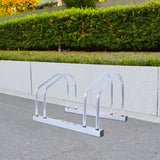 2 bicycle ground bike parking racks 22-28 inch wheel supports, maximum tire width 2.15 inches, galvanized - V.I.P Digital Presence