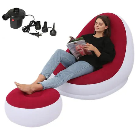 Inflatable Air Mattress Lazy Sofa Deck Chair Comfortable Leg Stool Rest Single Beanbag for home and Outdoor Use - V.I.P Digital Presence