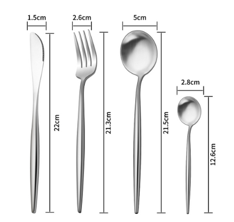 Thickened 304 stainless steel tableware Instagram style Portuguese knife and fork hotel high-end Western food knife, fork, spoon 4-piece set - V.I.P Digital Presence